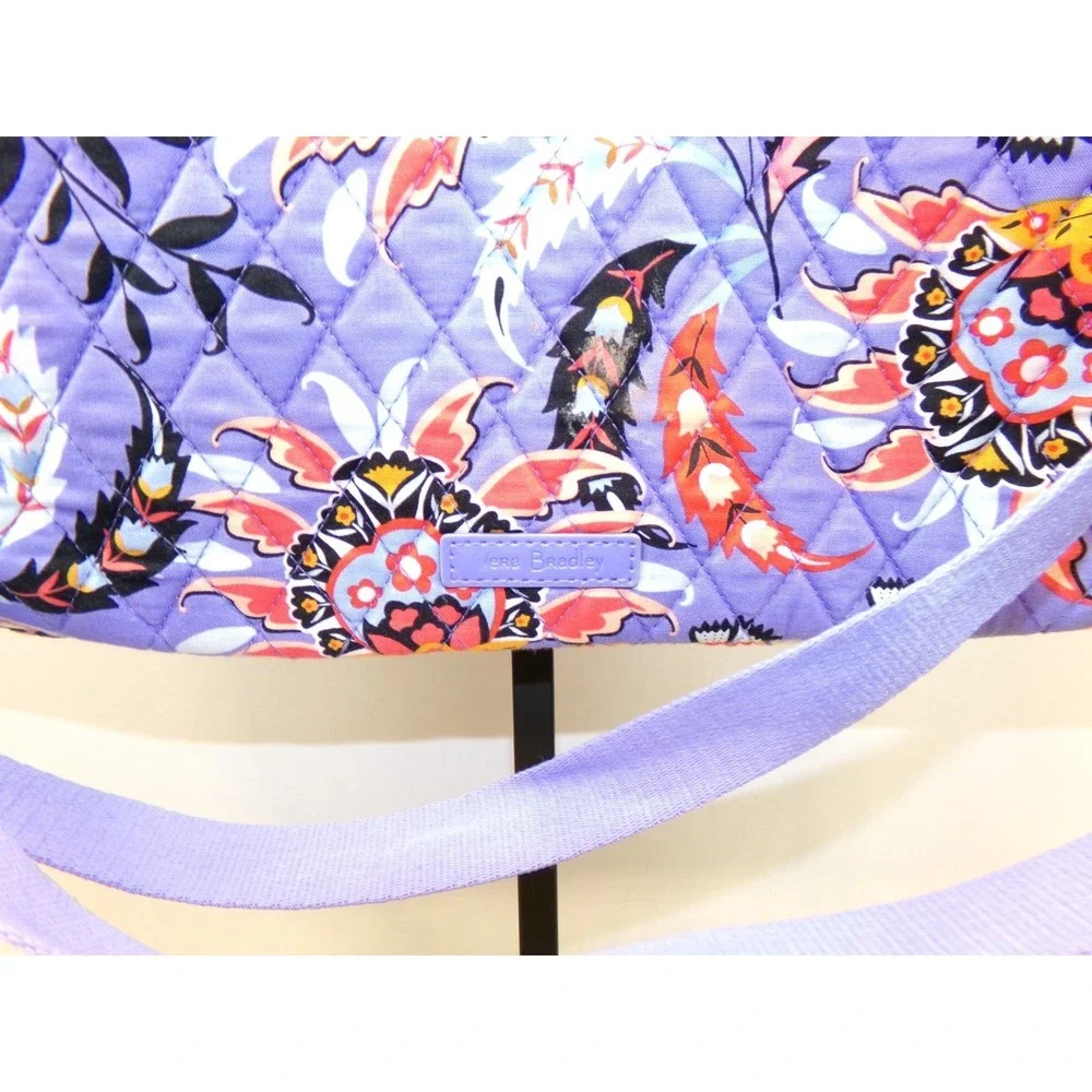 Vera Bradley Laptop Bag Workstation Mural Garden Purple Diamond Quilted Adj Stra